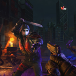 First-person firearm standoff against masked Renegades at night in Dying Light 2 Stay Human