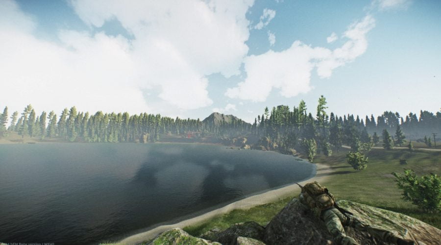 A Scav Sniper who is scouting the map from the hill