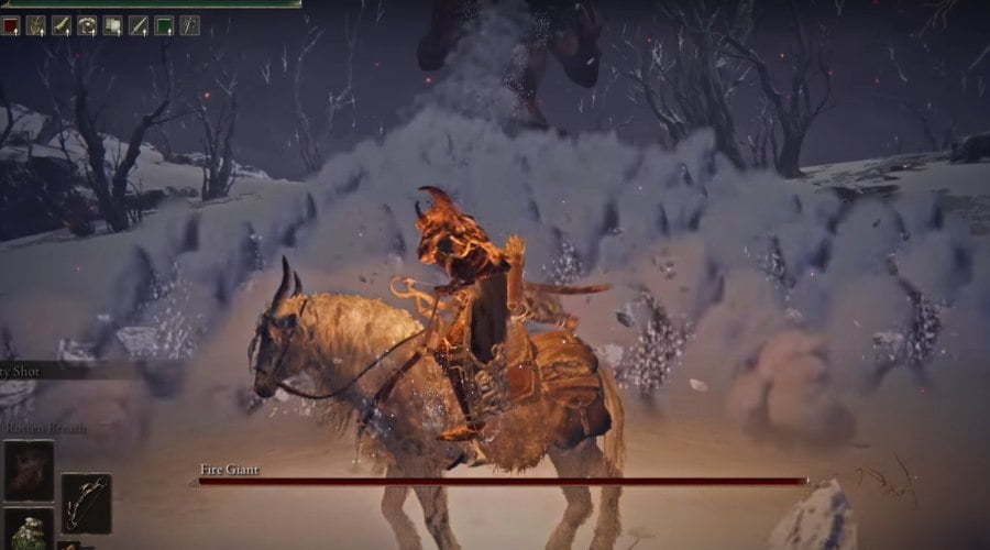 Fire Giant Elden Ring Boss Snow Attack