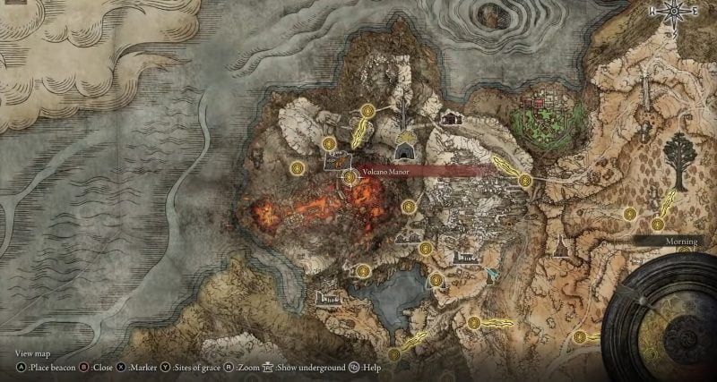 Elden Ring Volcano Manor Map Location