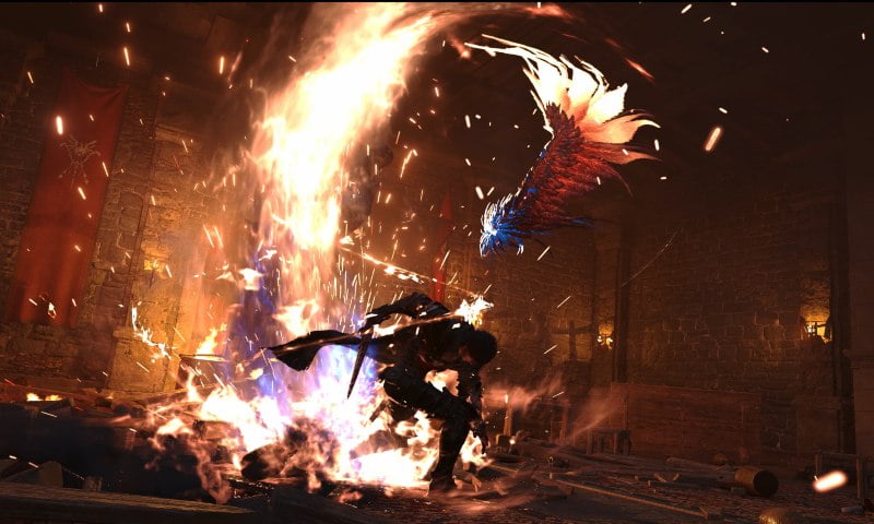 Fighting with boss in Final Fantasy XIV