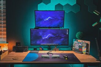 PC Setup on Gaming Desk