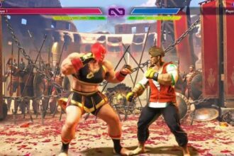 Street Fighter 6 Marisa, the powerful gladiatorial fighter, executing a high-impact combo move.