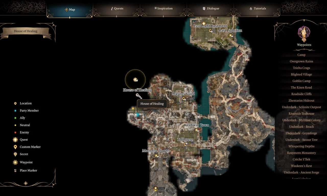 Baldur's Gate 3 House of Healing Map Location