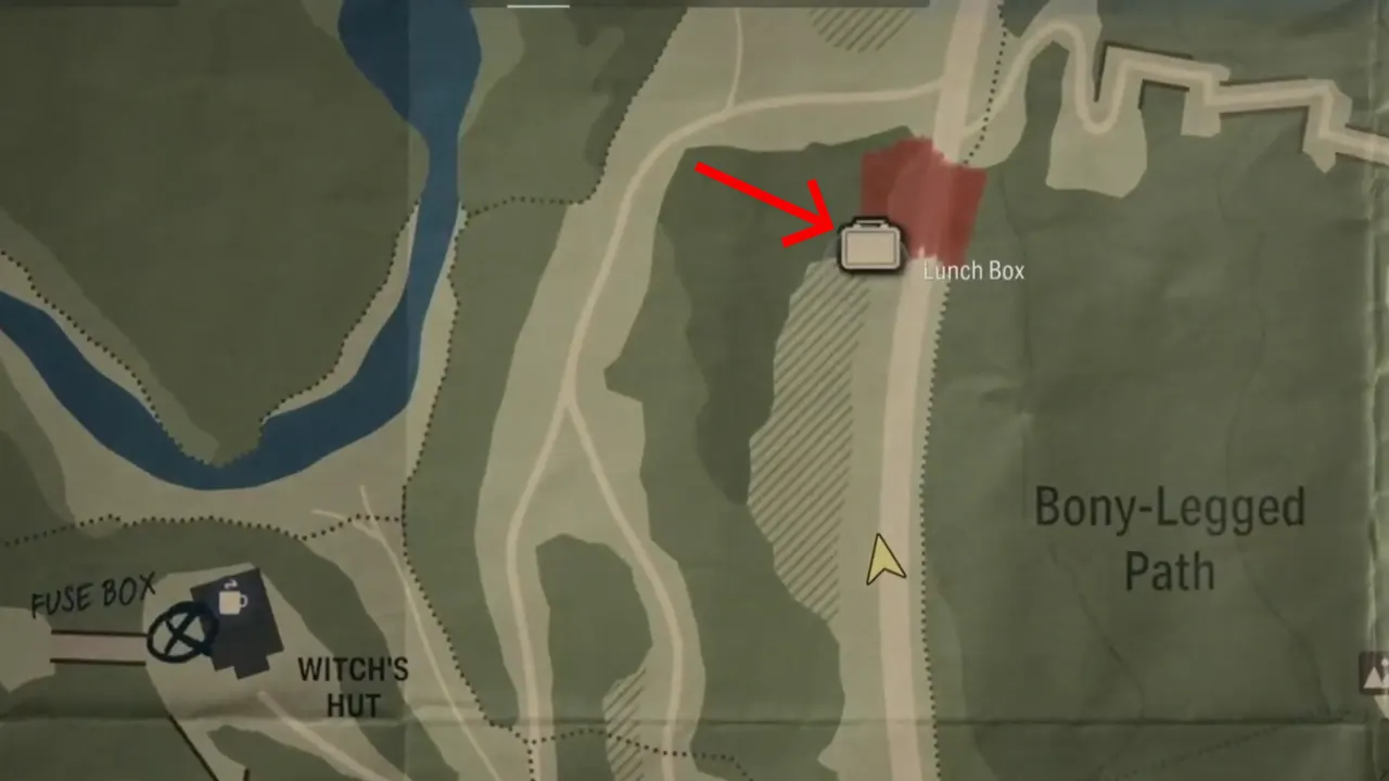 Main Road Landslide Lunchbox Location on Cauldron Lake Map in Alan Wake 2