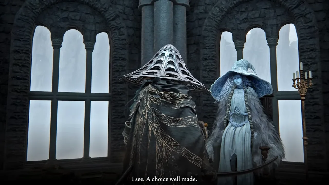 Talking with Ranni the Witch in her quest in Elden Ring