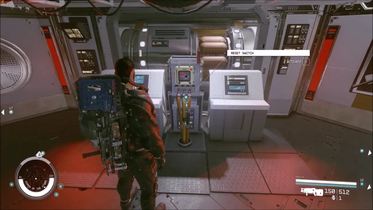 Starfield - player inside the Engineering Deck to trigger emergency alarm