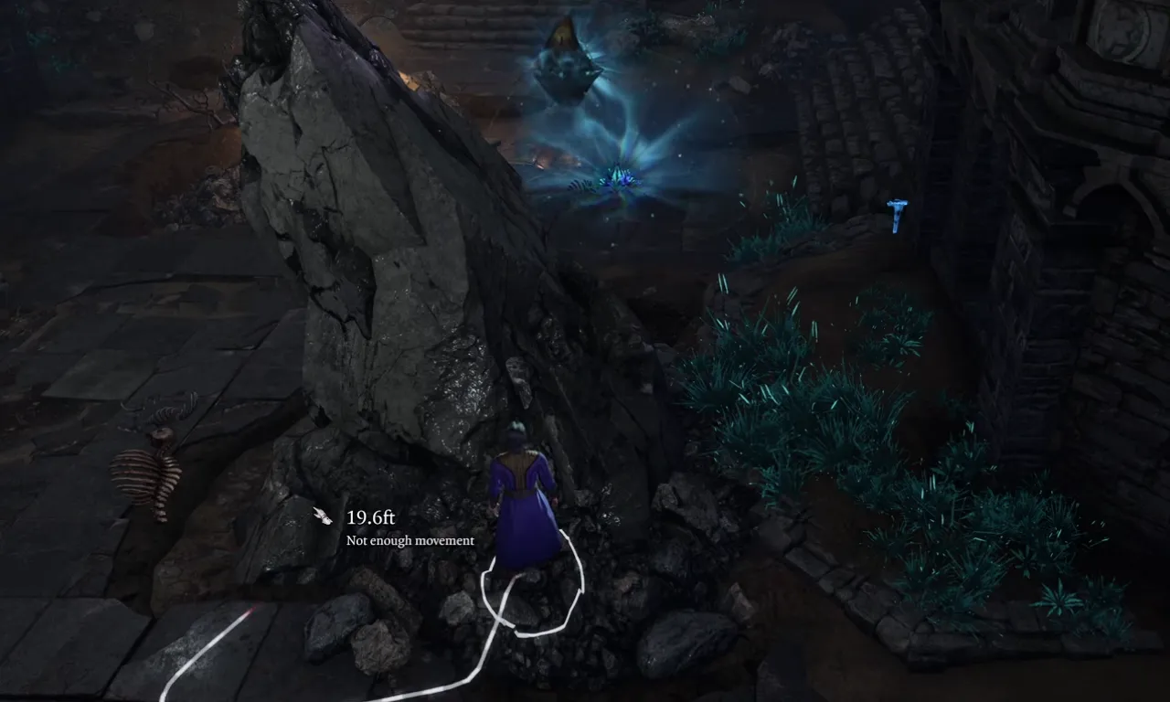 Gale using Sussur Blossoms to disable turret in BG3.