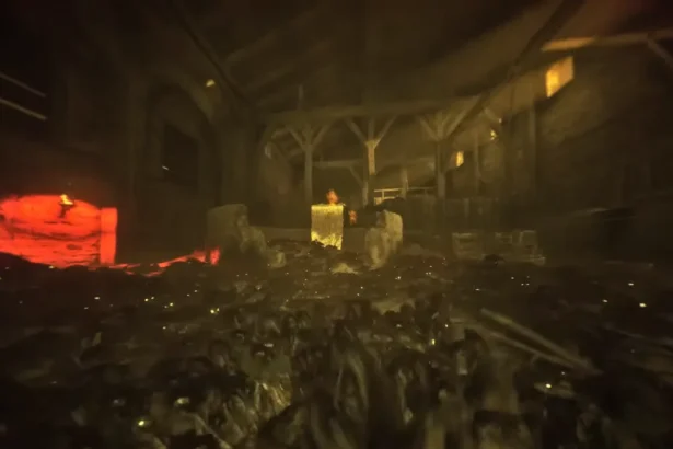 Amicia navigating through a swarm of rats in A Plague Tale: Requiem.