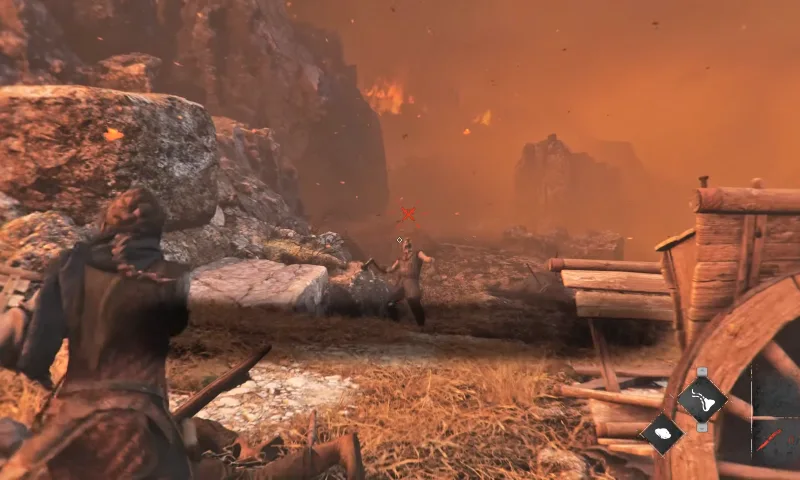 Using sling to shoot and kill enemies.
