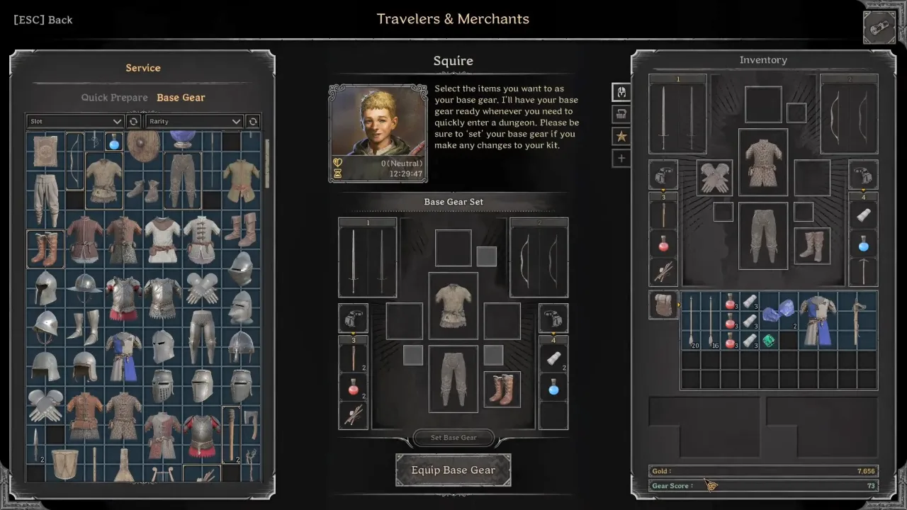 Dark and Darker Squire Menu