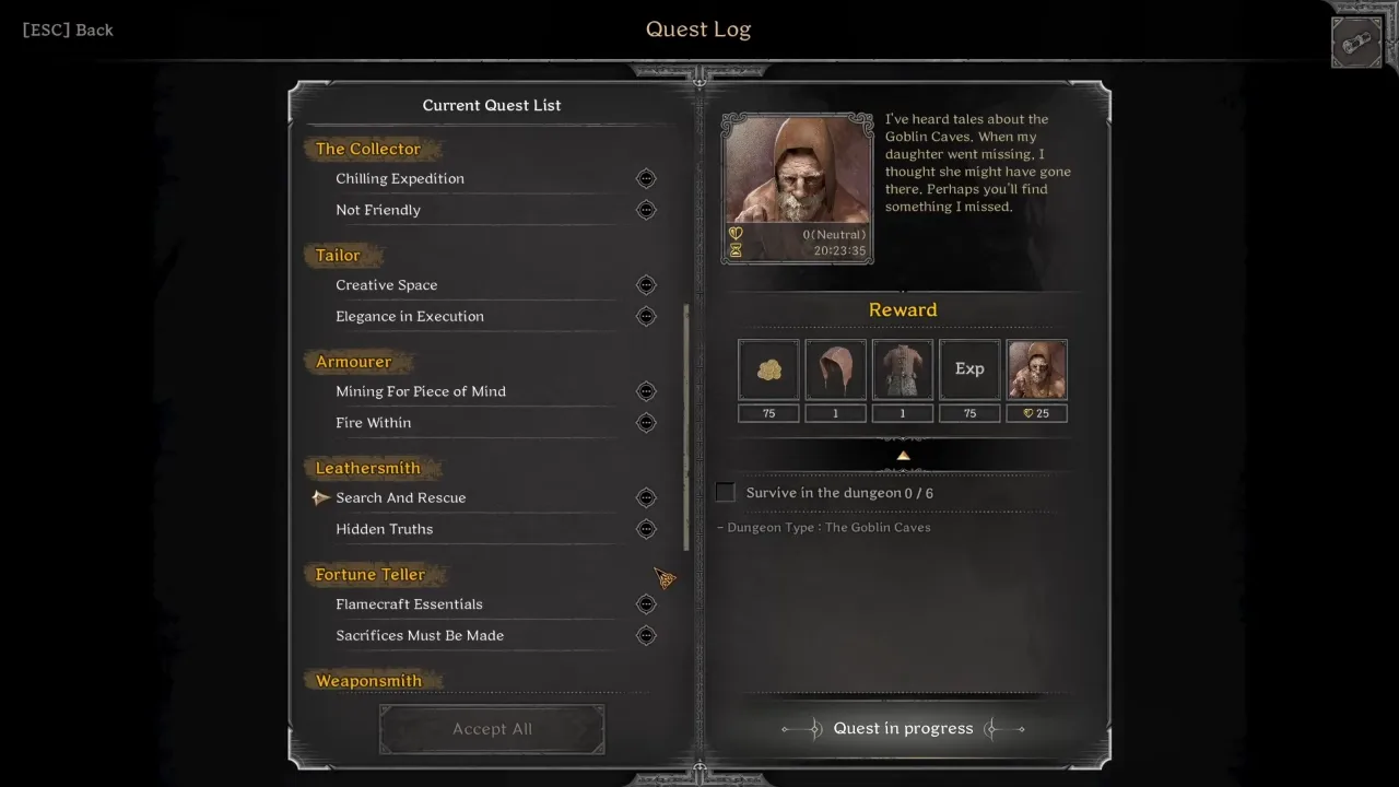 Completing merchant quest in Dark and Darker