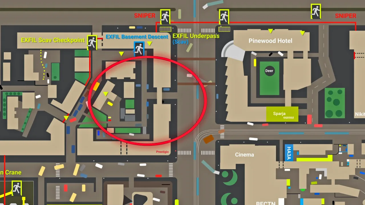Housing department location marked on Escape from Tarkov map.