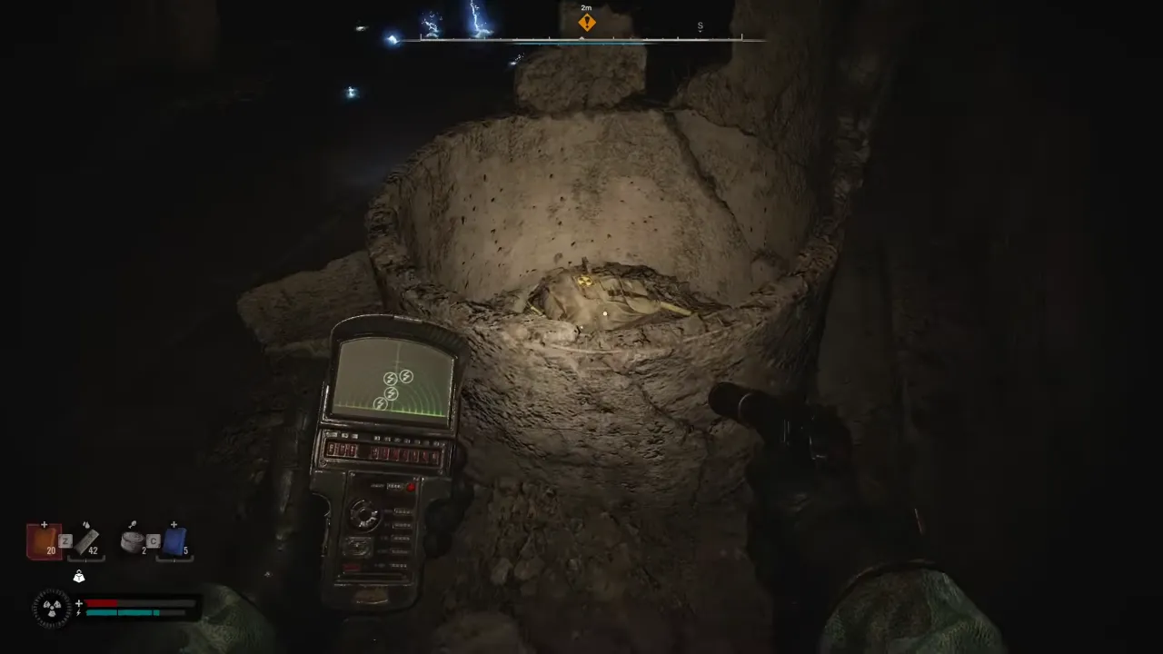 Collecting loot from Dark's stash in STALKER 2