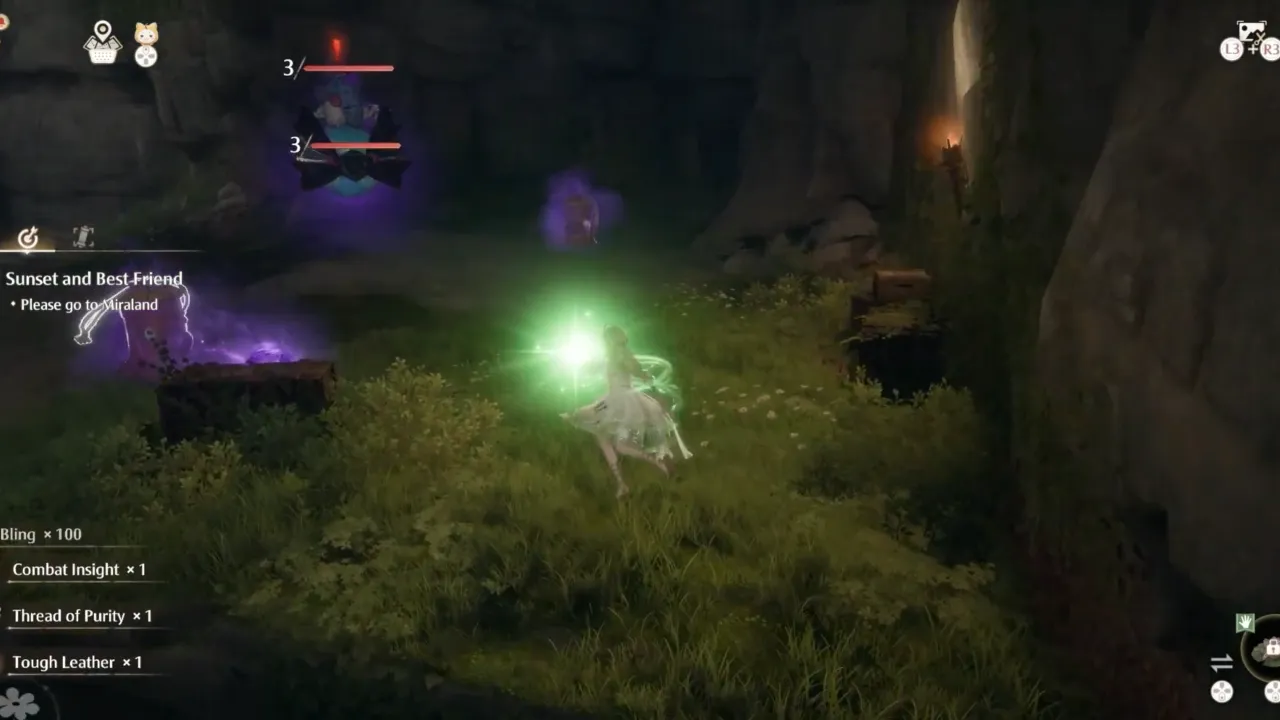 Purifying Esselings in the cavern in Infinity Nikki