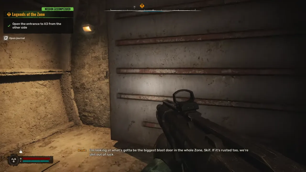 Standing in front of blast door entrance to X3 lab in STALKER 2 Legends of the Zone