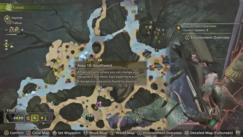 Area 10 Southwest map location to find Paragill Fin in Monster Hunter Wilds