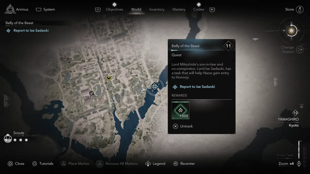Belly of the Beast Ise Sadaoki Map Location Assassin's Creed Shadows