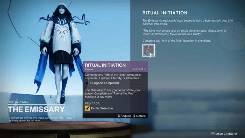 Destiny 2 Ritual Initiation Quest in Rite of the Nine event