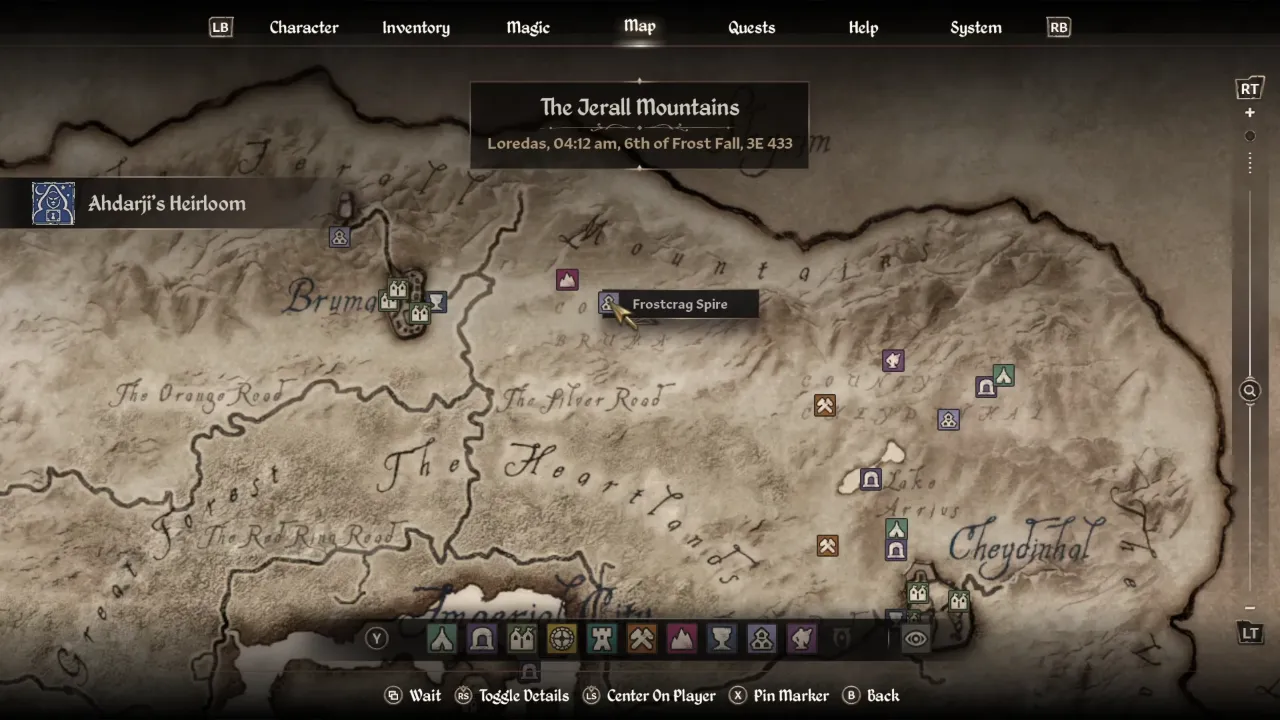 Frostcrag Spire location in Oblivion Remastered