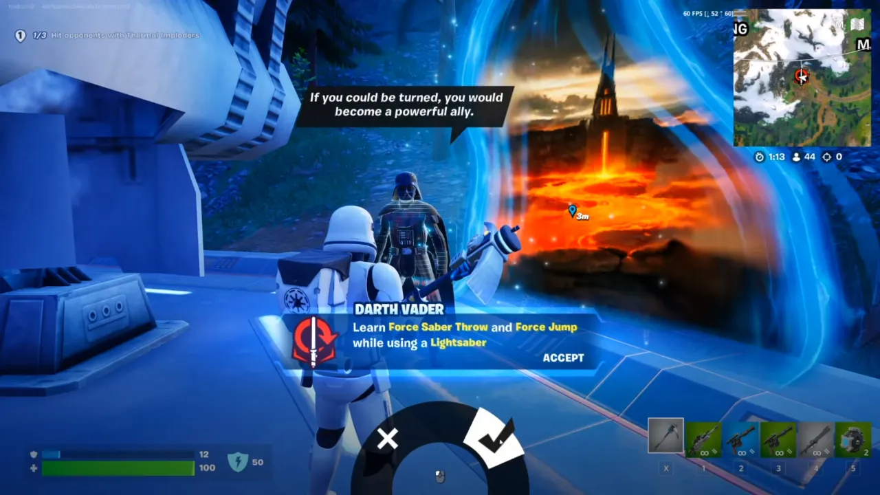 Portal opened to recruit Darth Vader after his defeat in Fortnite