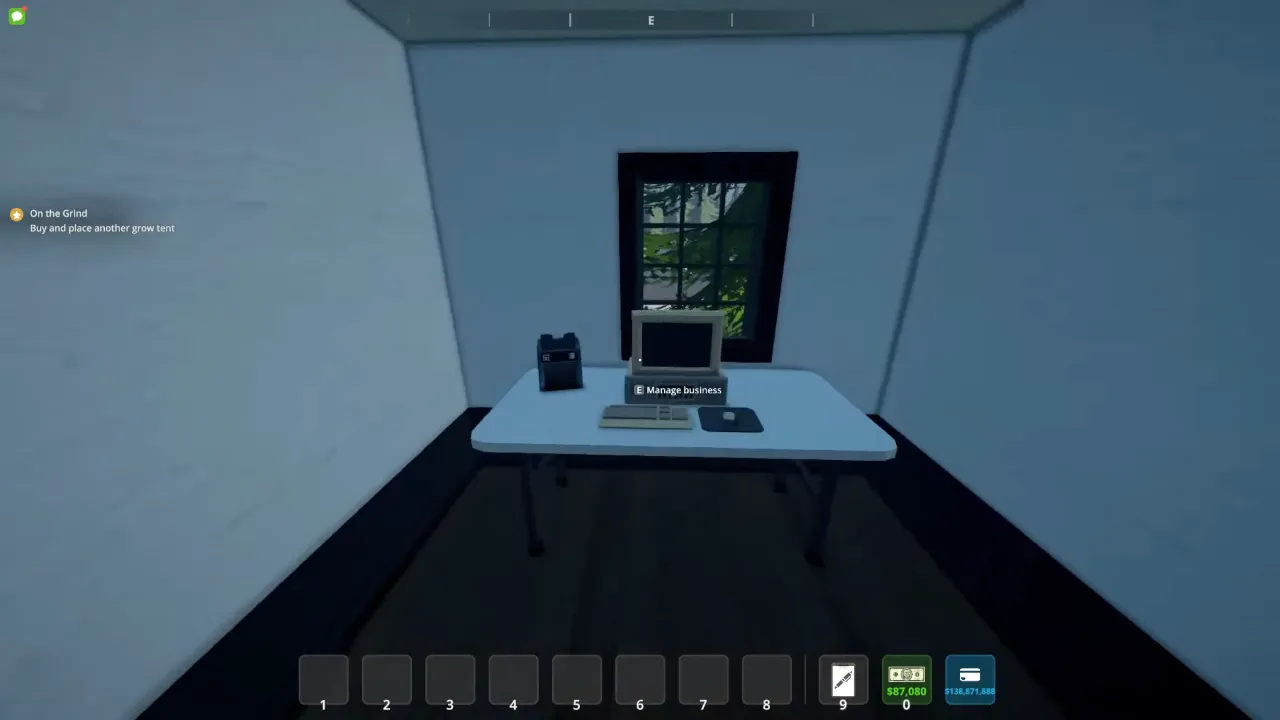 Corner room inside office with business management PC placed on table to launder money in Schedule 1.