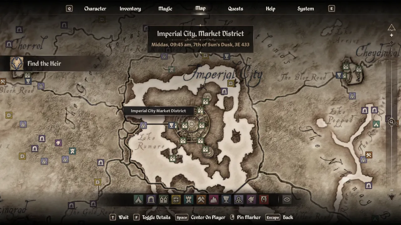 Market District of the Imperial City map location in Oblivion Remastered 