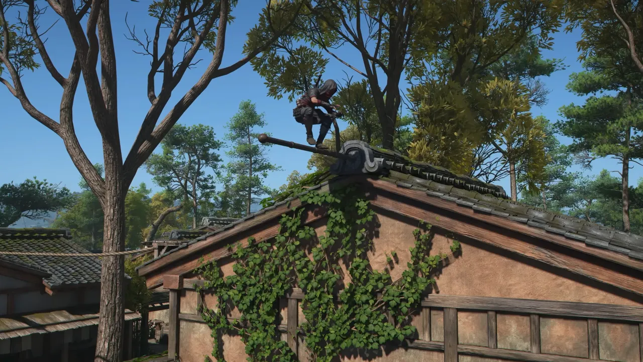 Naoe's parkour movement in AC Shadows