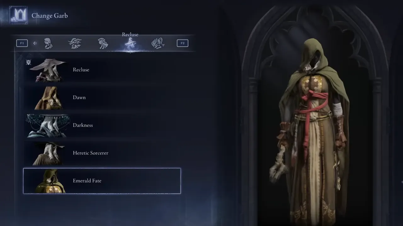 Emerald Face Recluse Dark Souls Skin in ELDEN RING Nightreign