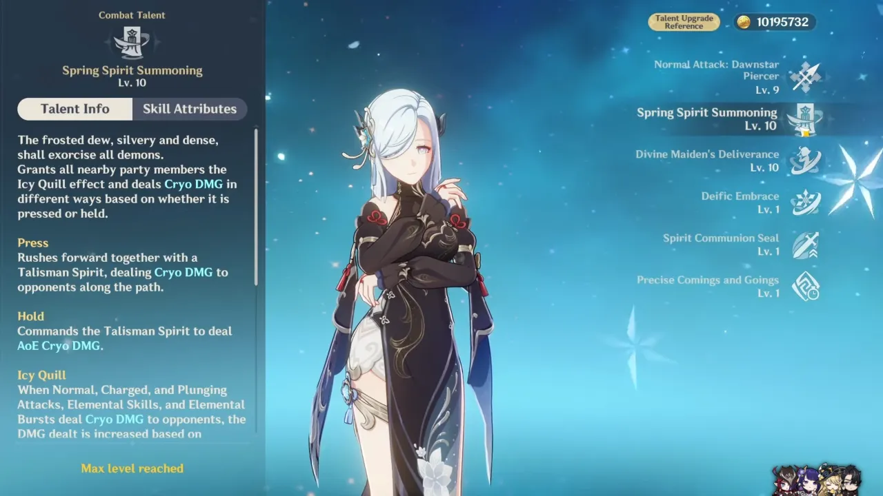 Genshin Impact Shenhe Talent Priority and Skills