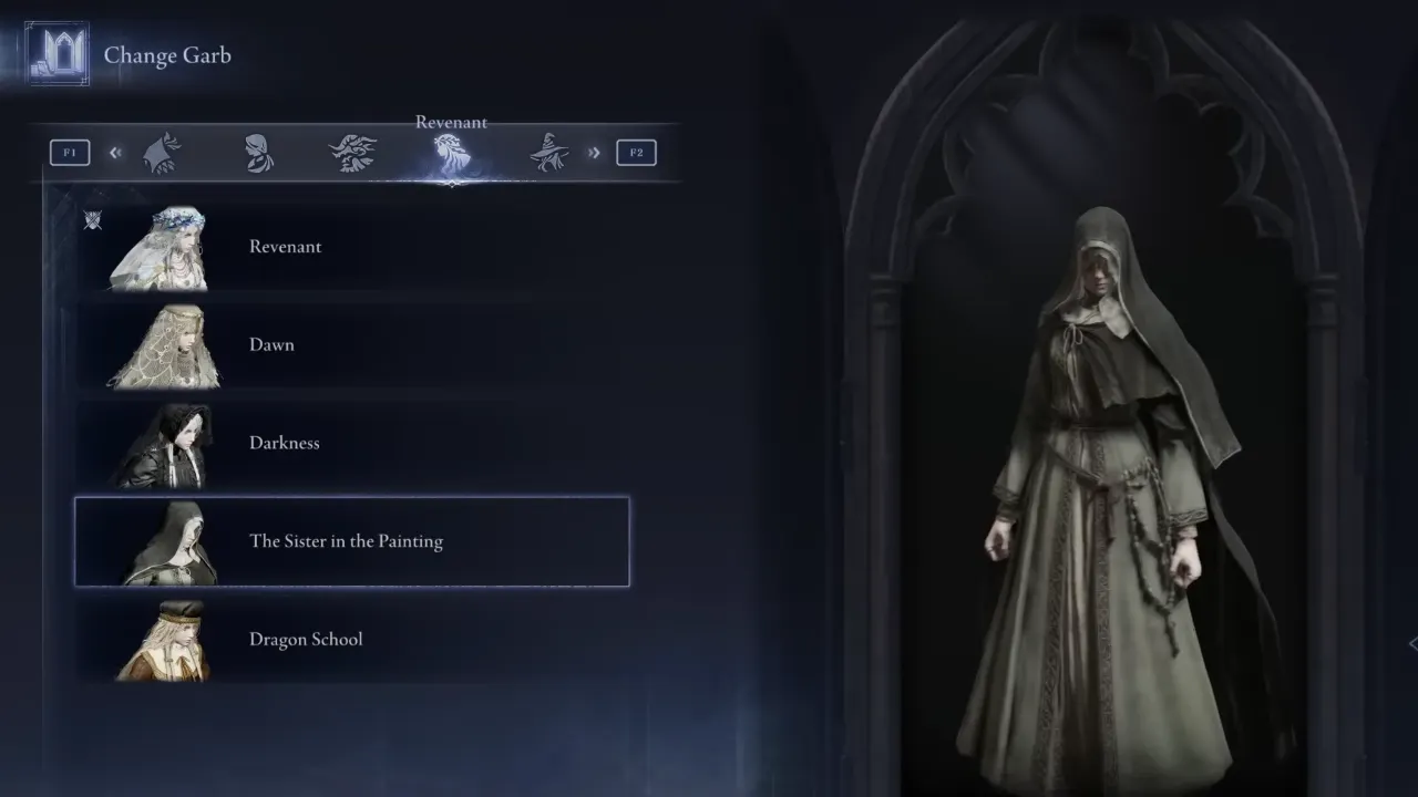 The Sister in the Painting Revenant Dark Souls Skin in ELDEN RING Nightreign