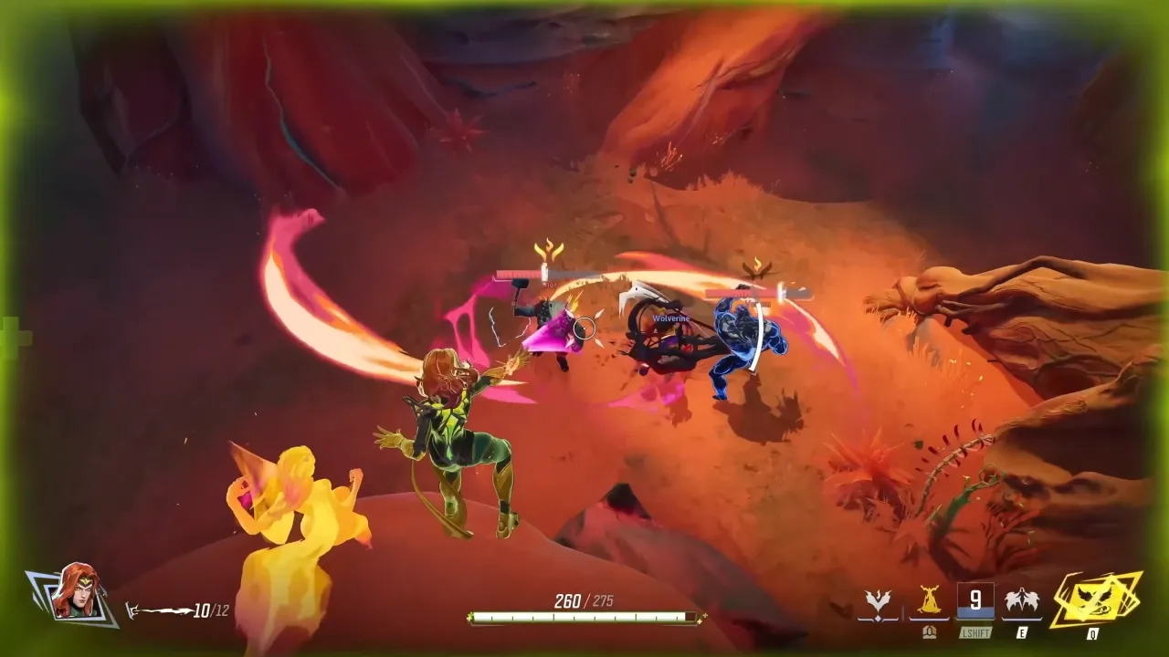 A captured shot of arena where Phoenix is fighting enemies alongside team in Marvel Rivals.