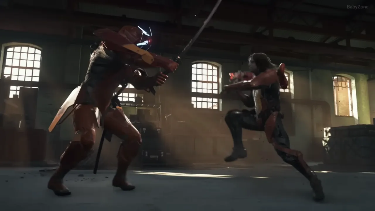 Red Samurai fighting Higgs in  Death Stranding 2 On the Beach