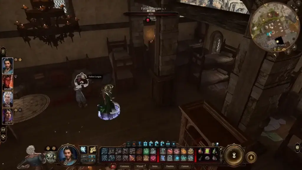 Inside Father Lorgan's Room standing near his corpse on the bed - Baldur's Gate 3