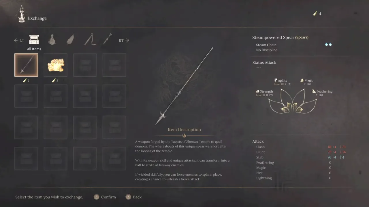 Steampowered Spear in Wuchang Fallen Feathers