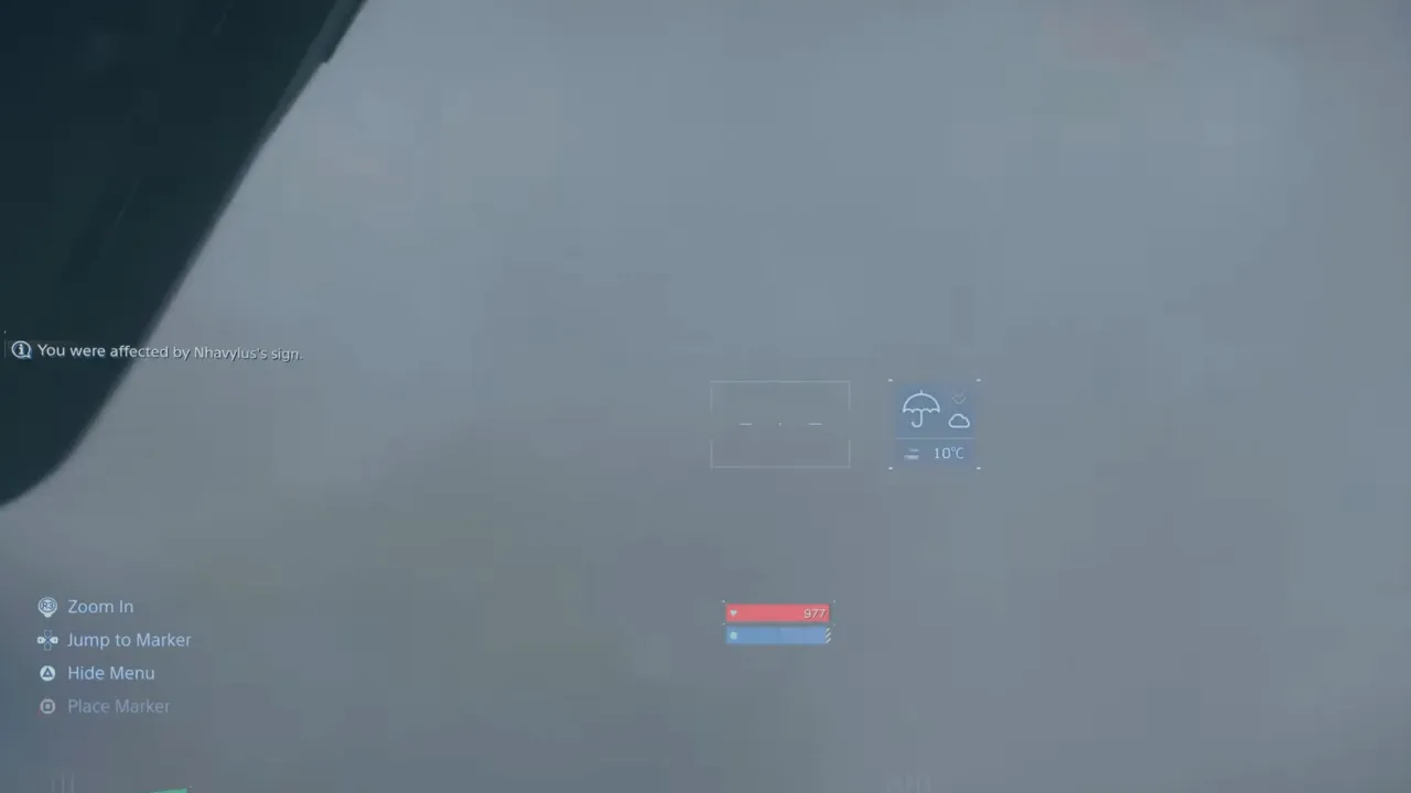 Weather Analysis Display in Death Stranding 2