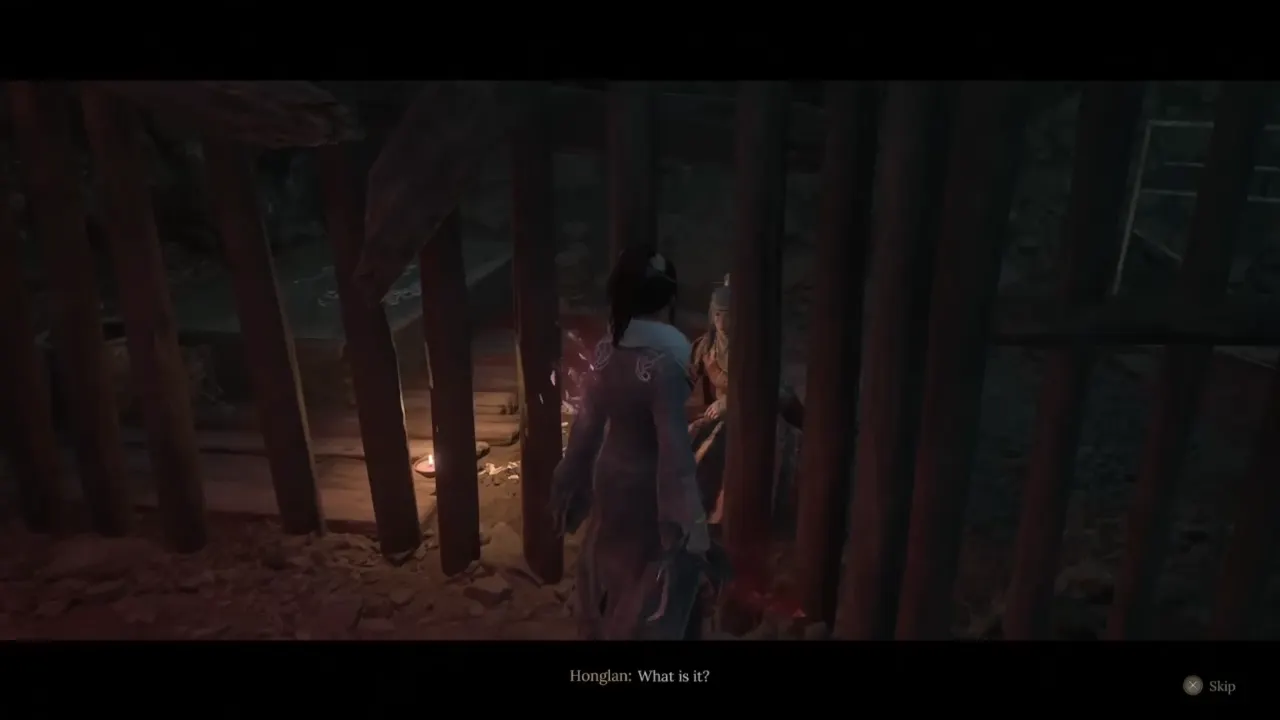 Wuchang talking to Honglan in Bride’s Boudoir Prison Cell in Wuchang Fallen Feathers