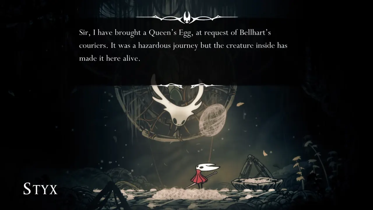 Hornet delivered Queen's Egg to Styx in Silksong