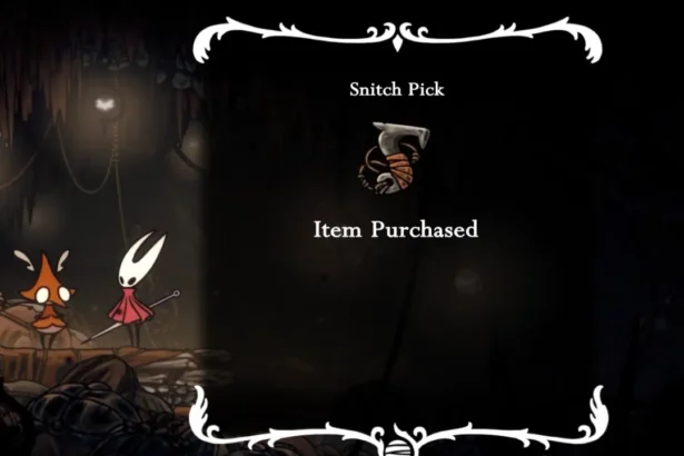 Hornet bought Snitch Pick from Grindle in Hollow Knight: Silksong