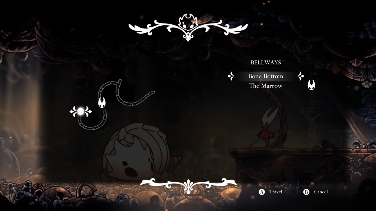 Image shows screen to Unlock Fast Travel in Hollow Knight Silksong