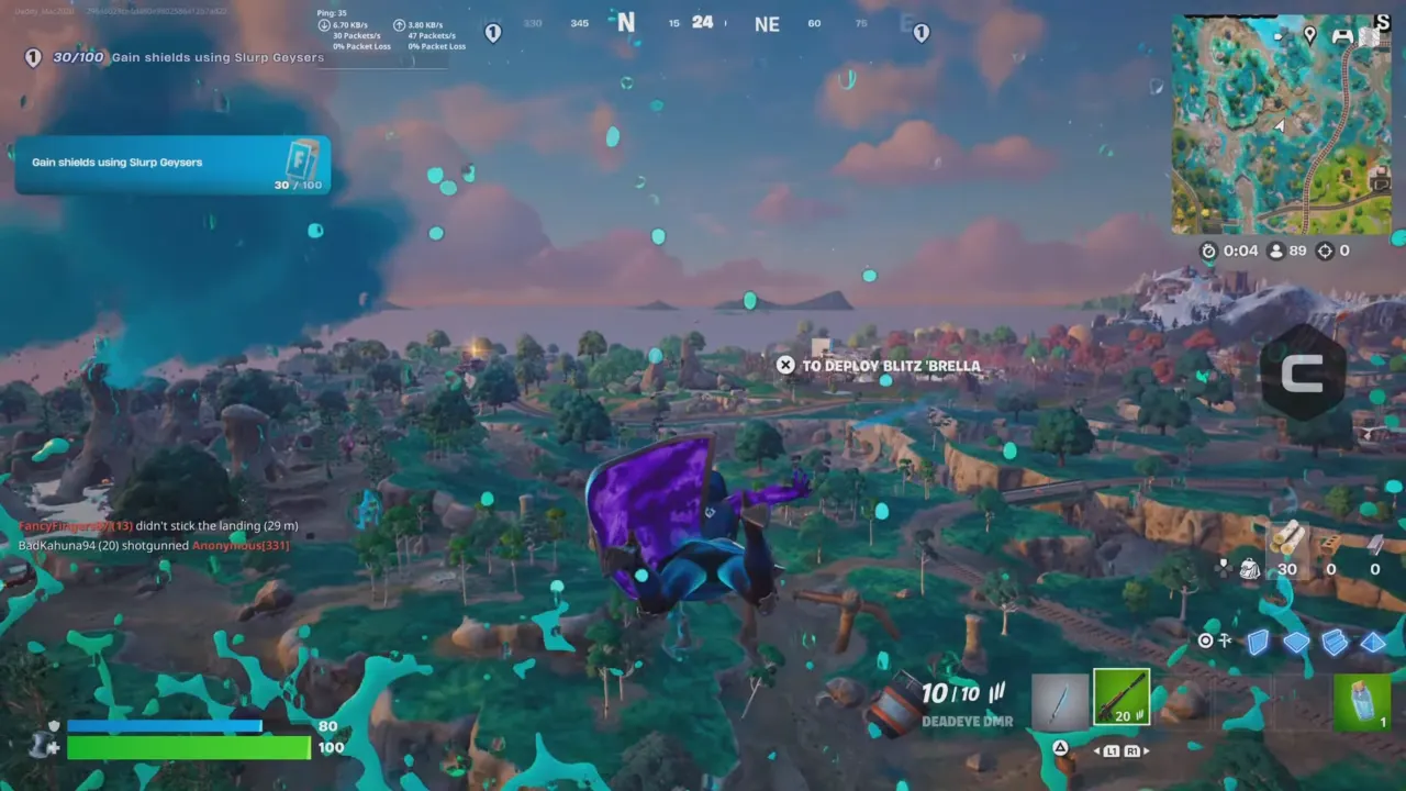 Slurp Geyser launched character high in the air in Fortnite