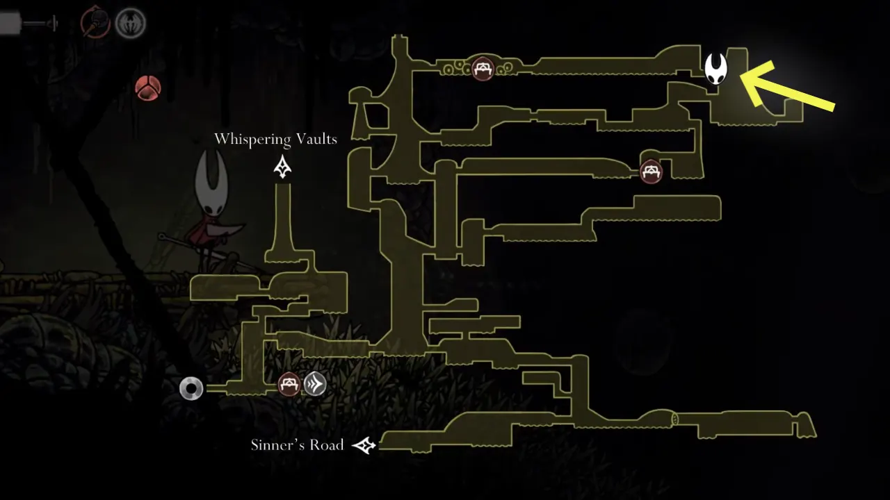 Shakra's final location in Bilewater marked on map - Hollow Knight Silksong