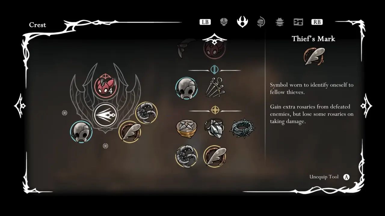 Silksong Thief's Mark Yellow Tool Effects
