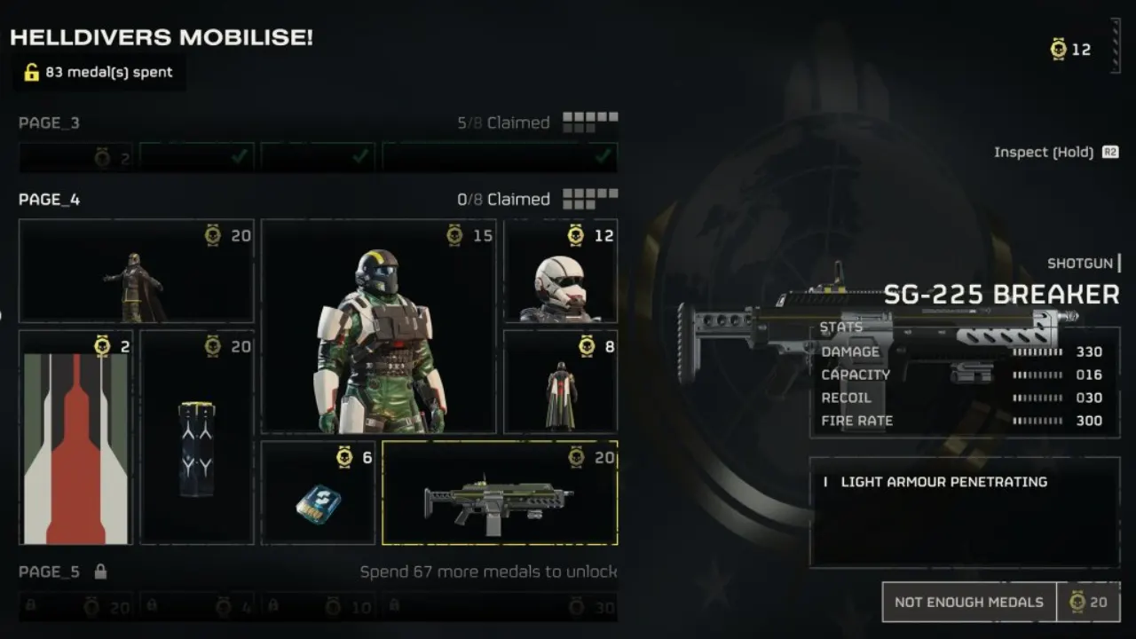 Helldivers 2 SG-225 Breaker weapon