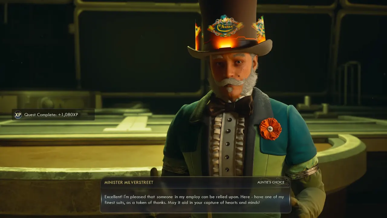 The Outer Worlds 2 A Refreshing Bit of News rewards received after delivering Mental Refreshment info to Milverstreet.