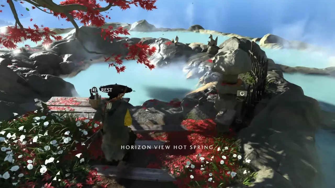 Atsu in front of Hot Spring came to incease health in Ghost of Yotei