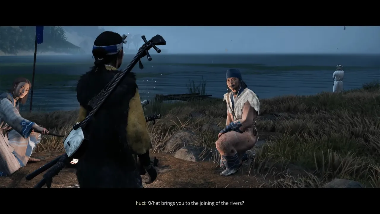 Atsu talking to Ainu Hicu at Central Ferry - Ghost of Yotei