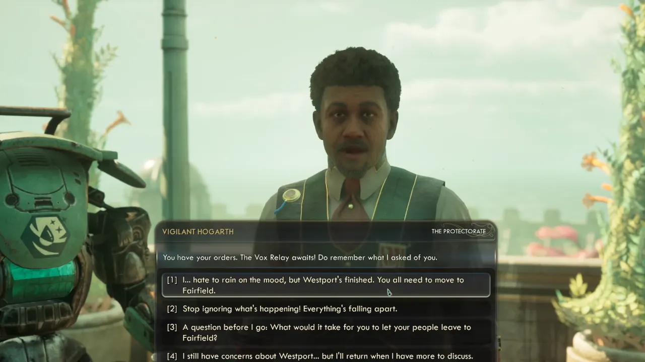 Convince Hogarth to relocate - The Outer Worlds 2 The Brain Benders of Auntie's Choice