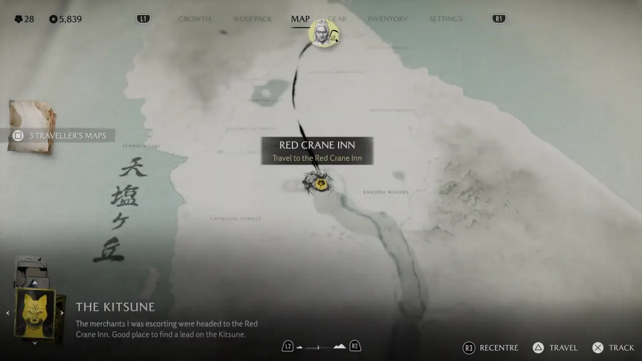 Starting at Red Crane Inn to get to Owl Mountain in Ghost of Yotei