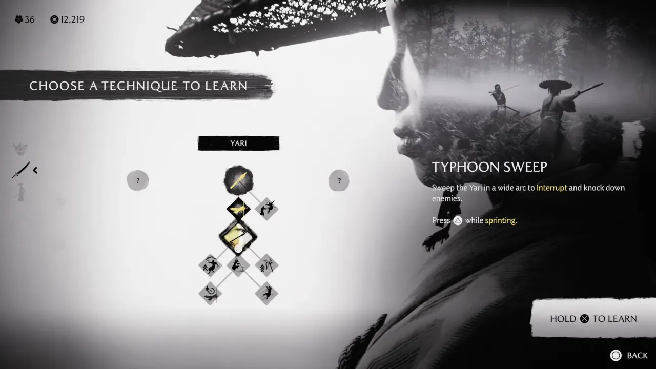Ghost of Yotei Typhoon Sweep Yari Skill